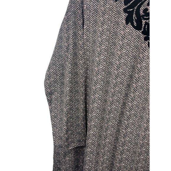 Soft Surroundings 2X Herringbone Print Long Sleeve Top Velvet Embroidered Collar - Picture 3 of 13